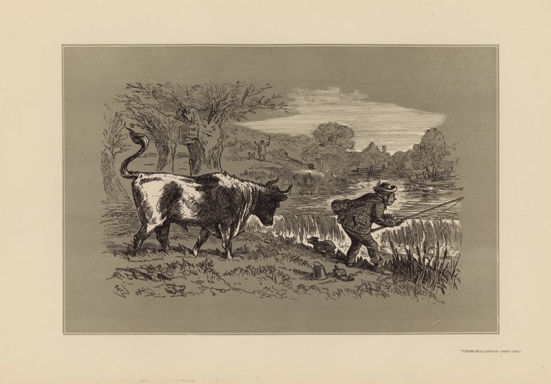 Sportfiskeskisser, nr 1, Titta bakåt (gravyr) av Hablot Knight (1815 92) Browne