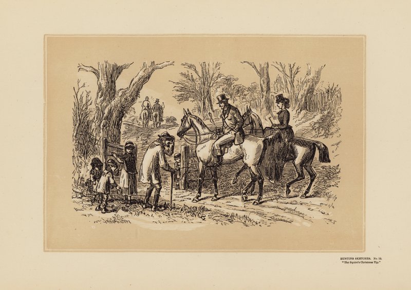Jaktskisser, nr 12, Godsägarens jultips (gravyr) av Hablot Knight (1815-92) Browne