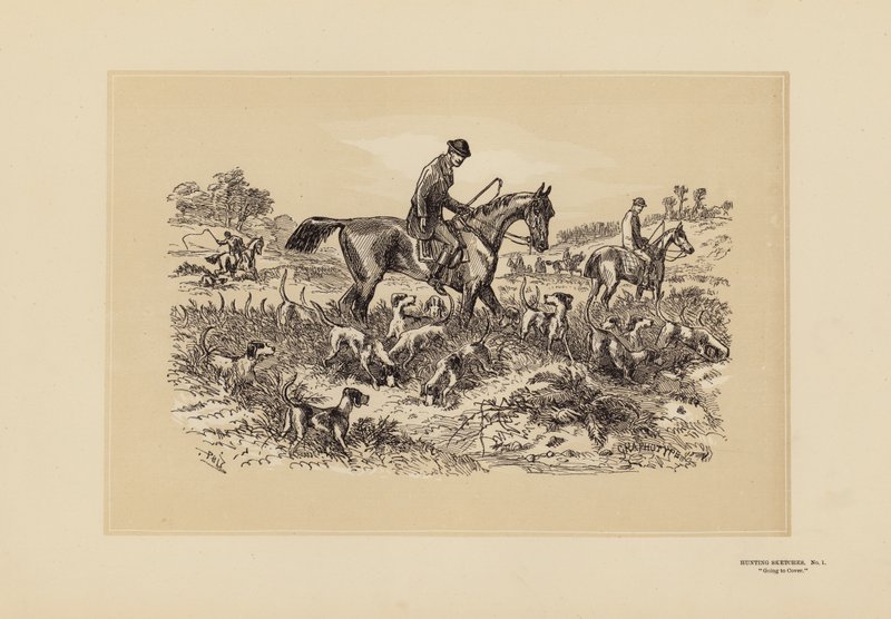 Jaktskisser, nr 1, Att gå till omslag (gravyr) av Hablot Knight (1815-92) Browne