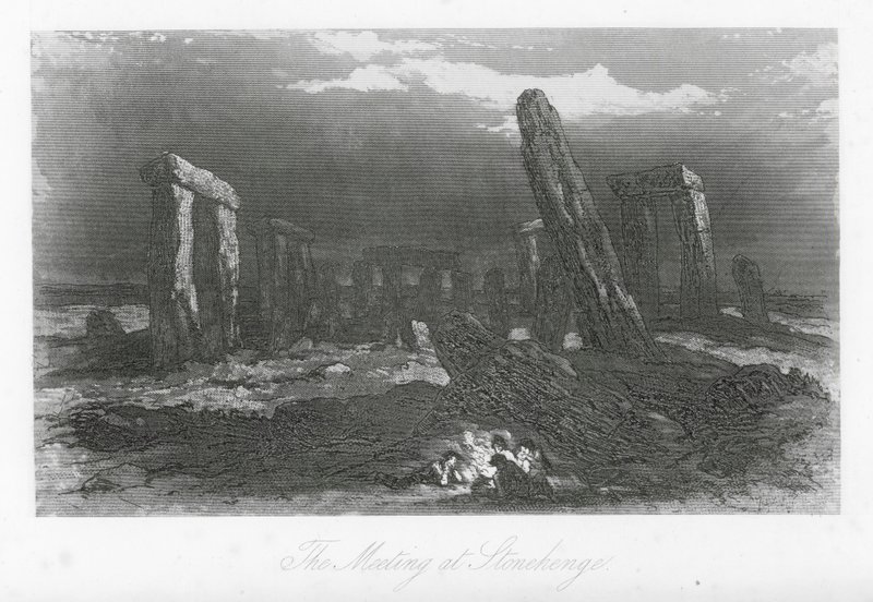 Londons gator: Mötet vid Stonehenge (gravyr) av Hablot Knight (1815 92) Browne