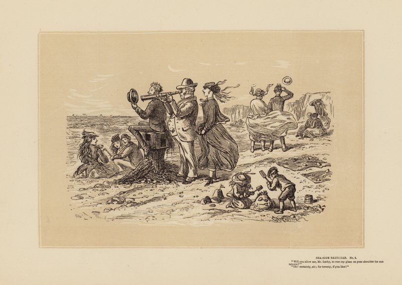 Sea-Side Sketches, nr 5, Så mycket förpliktigande (gravyr) av Hablot Knight (1815 92) Browne