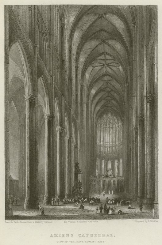 Amiens katedral, utsikt över långhuset, österut av Hablot Knight Browne