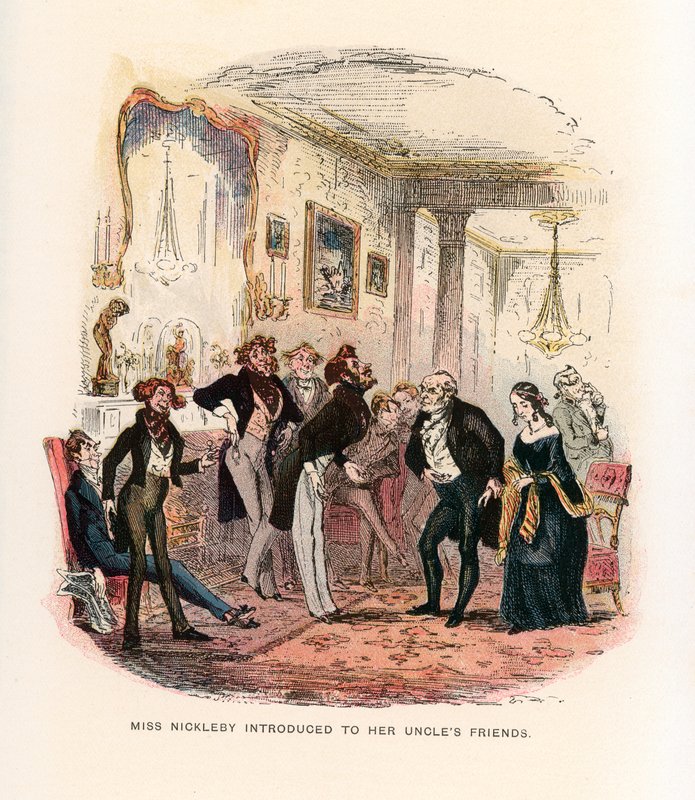 Illustration til Nicholas Nicklebyswed av Hablot Knight Browne