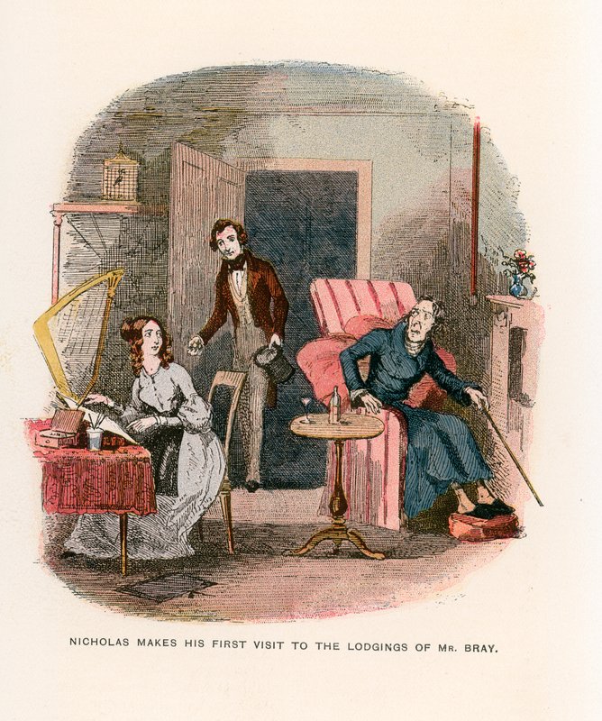 Illustration til Nicholas Nicklebyswed av Hablot Knight Browne