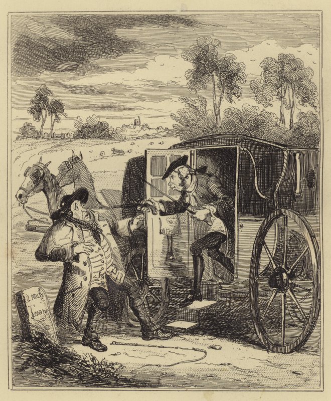 John Smith rånar en Hackney Coachman av Hablot Knight Browne