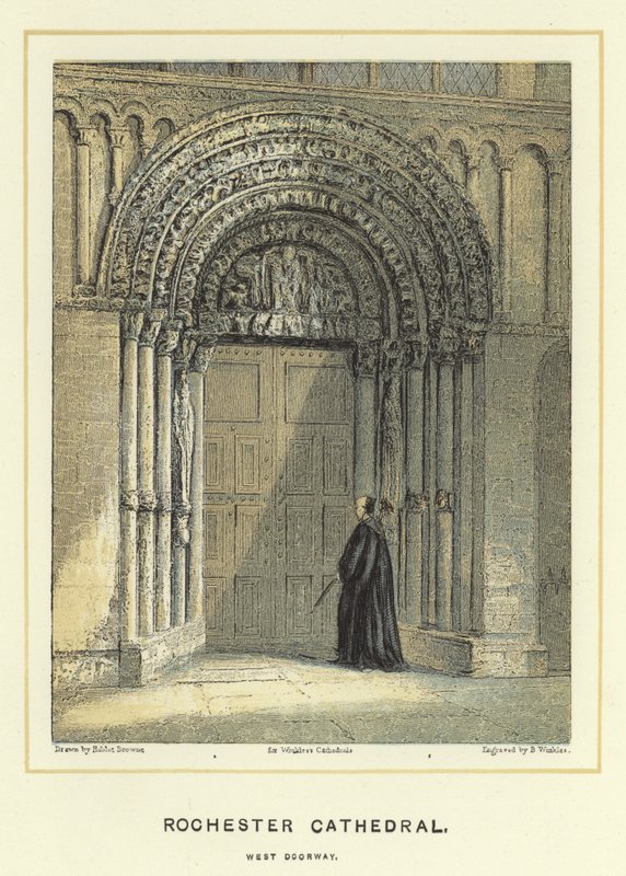 Rochester Cathedral, västra dörröppningen av Hablot Knight Browne
