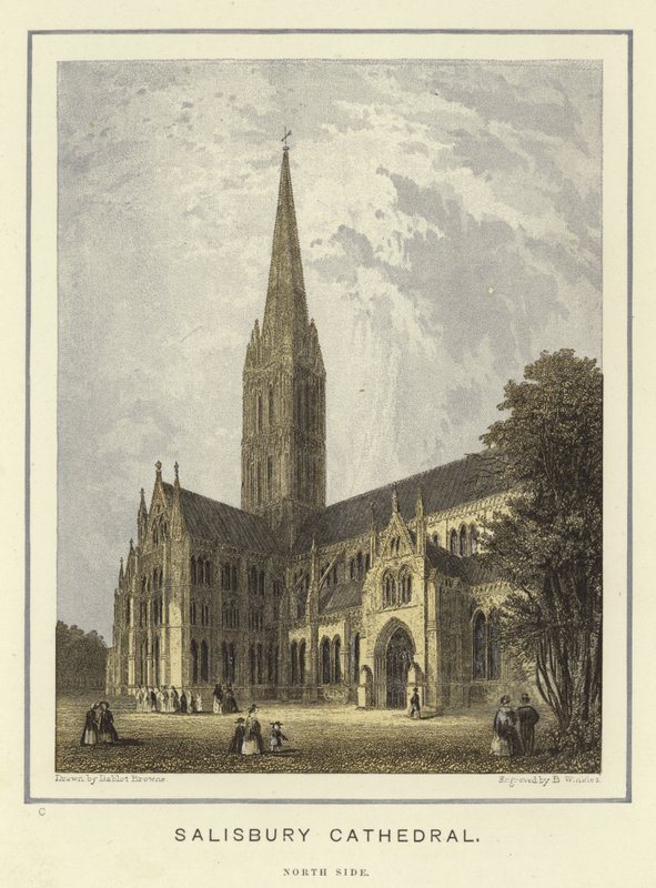 Salisbury Cathedral, norra sidan av Hablot Knight Browne