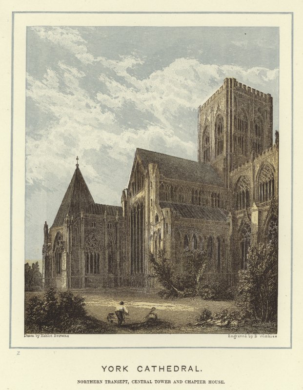 York Cathedral, norra korsarm, centraltorn och kapitelhus av Hablot Knight Browne