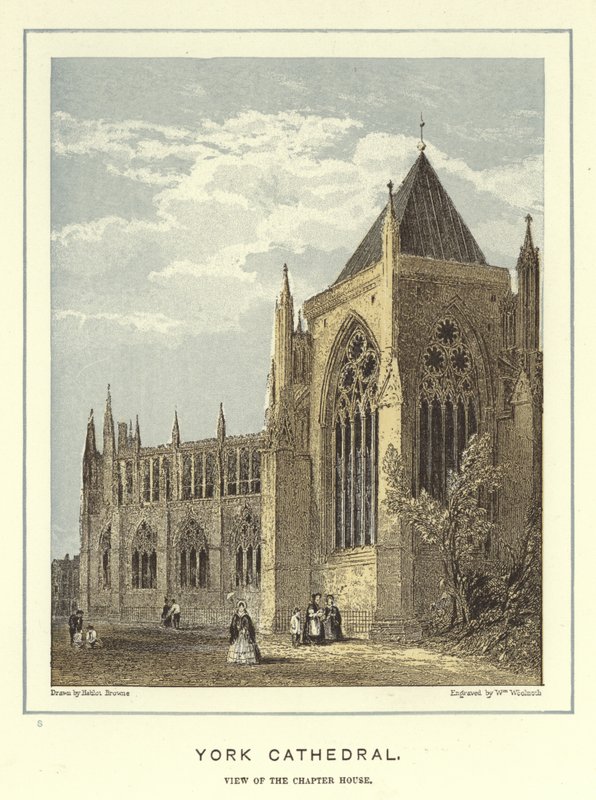 York Cathedral, utsikt över kapitelhuset av Hablot Knight Browne