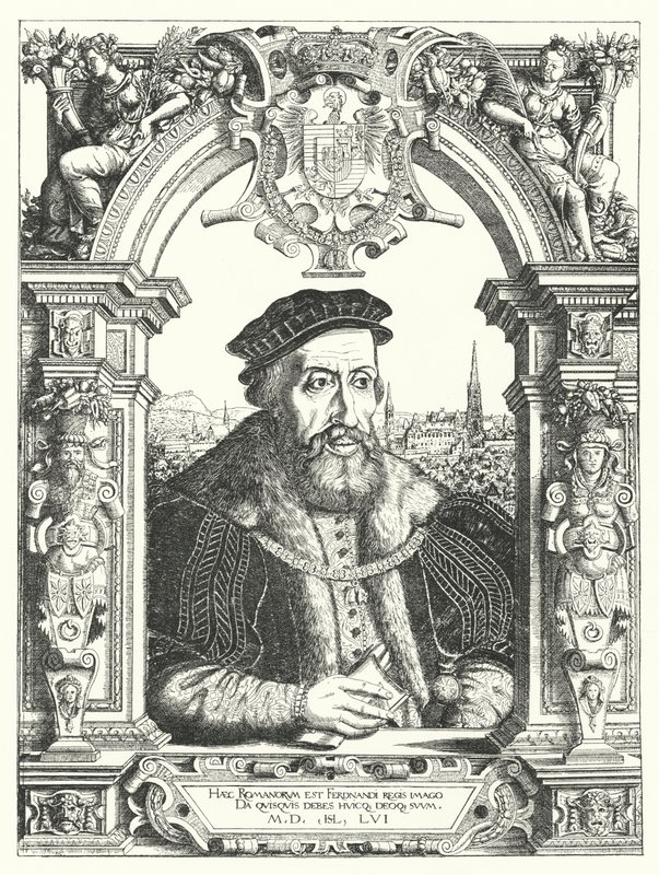 Ferdinand I, helige romerske kejsare (gravyr) av Hanns Sebald Lautensack