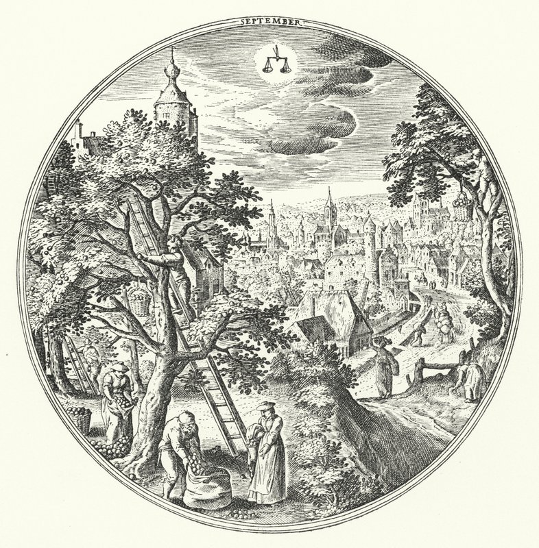 september (gravyr) av Hans (after) Bol