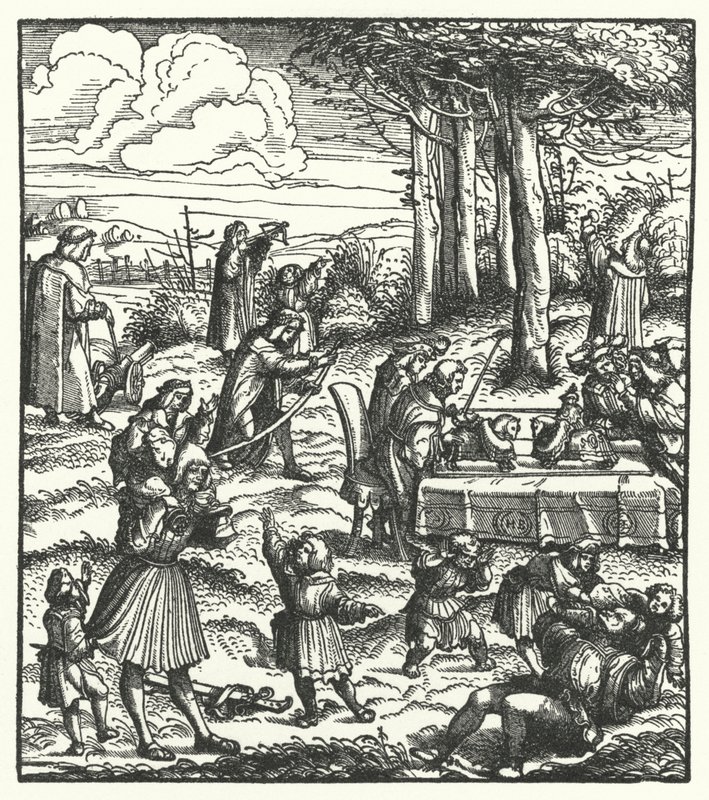 Ärkehertig Maximilian av Österrike med sina lekkamrater som barn (gravyr) av Hans (after) Burgkmair