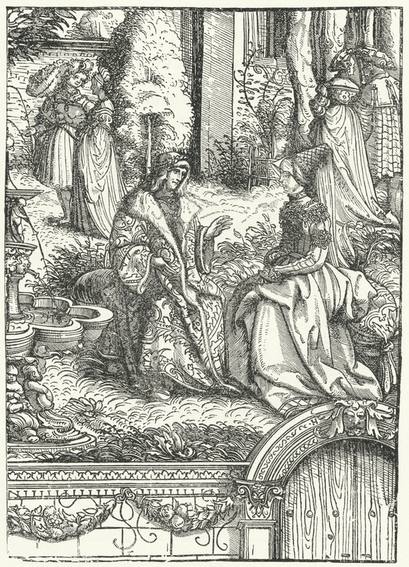 Maximilian I, den helige romerske kejsaren, och hans fru Maria av Bourgogne (gravyr) av Hans (after) Burgkmair