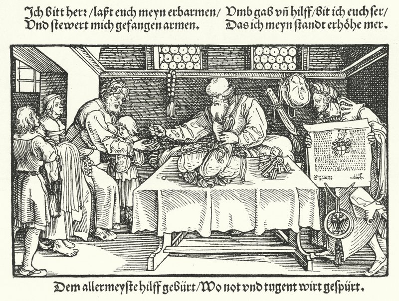 Välgöraren (gravyr) av Hans (after) Burgkmair