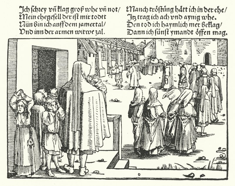 Begravningen av familjens överhuvud (gravyr) av Hans (after) Burgkmair