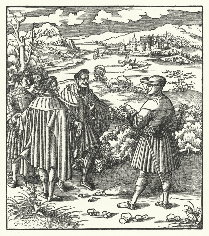 Den heliga romerska kejsaren Maximilian I, ca 1496 (gravyr) av Hans (after) Burgkmair