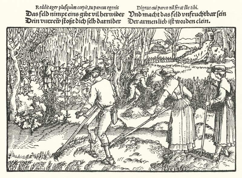 Skördemaskinerna (gravyr) av Hans (after) Burgkmair