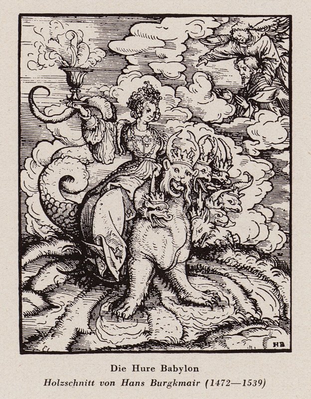 Whore of Babylon (träsnitt) av Hans (after) Burgkmair