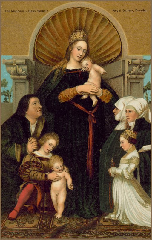 Darmstadt Madonna (kromolitho) av Hans (after) Holbein the Younger