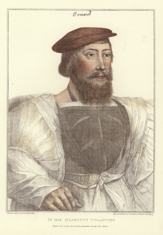James Butler, graverad av Francesco Bartolozzi (1727-1815) (färgad gravyr) av Hans (after) Holbein the Younger