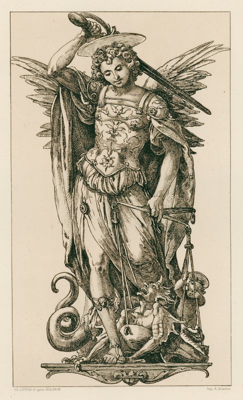 Saint Michael (gravyr) av Hans (after) Holbein the Younger