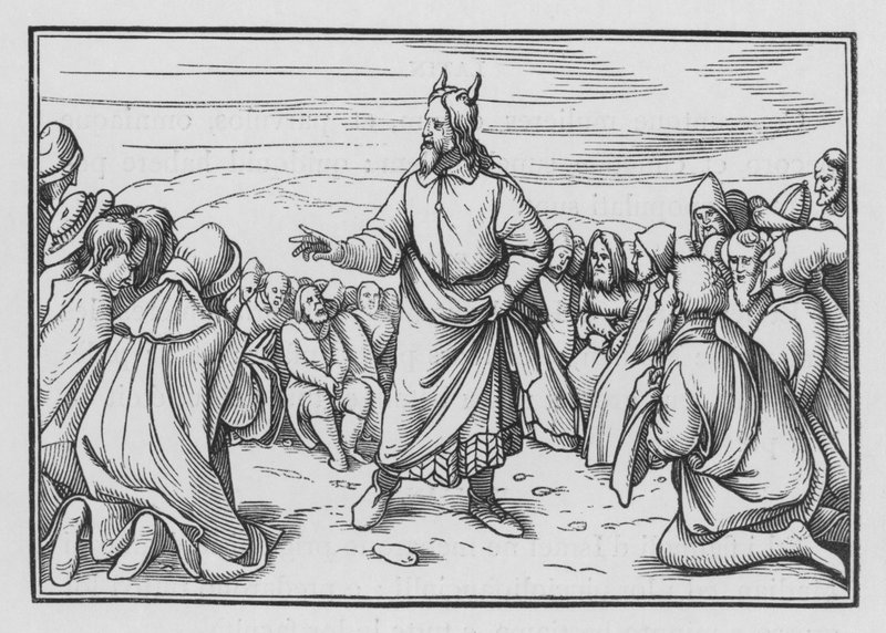 Moses repeterar berättelsen om Israels gång genom öknen, 5 Mosebok I, 3 av Hans Holbein der Jüngere