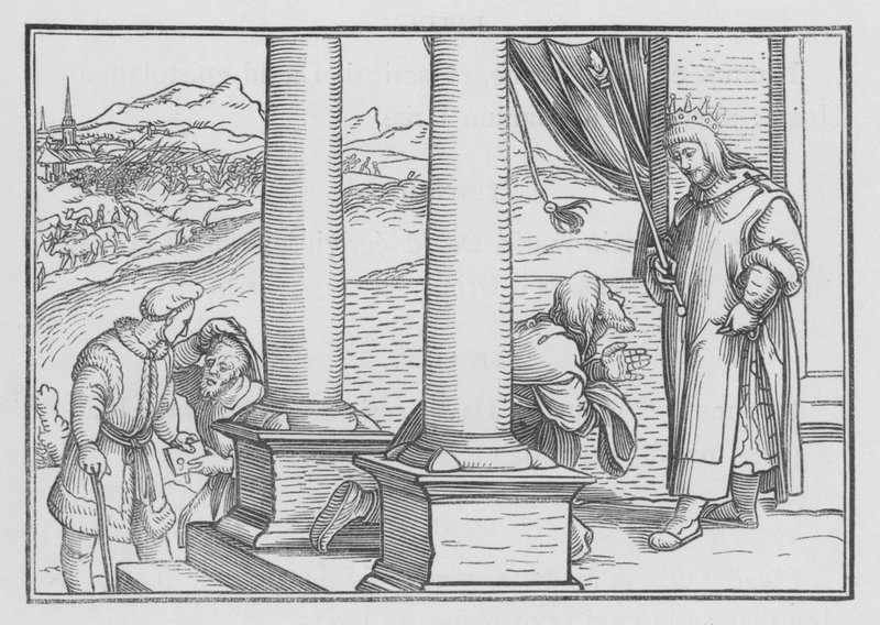 Nathan tillrättavisar David genom en liknelse, 2 Samuel XII, 7 av Hans Holbein der Jüngere