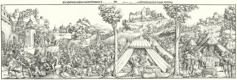 Landsknechts utkämpar en strid i början av 1500-talet (gravyr) av Hans Leonard (after) Schaufelein