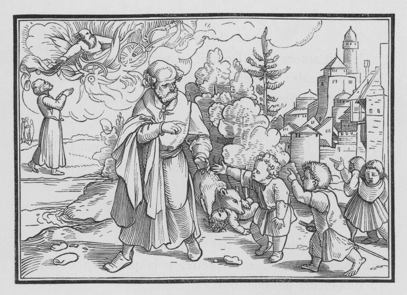 Björnar förstör barnen som hånade Elisha, 2 Kings II, 23 av Hans after Holbein the Younger