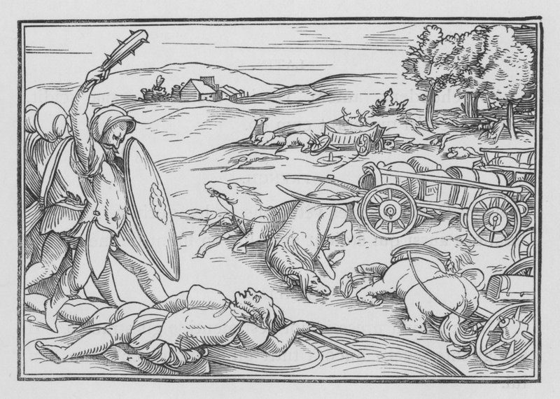 David Smiteth Hadadezer och syrierna, 2 Samuel VIII, 3 av Hans after Holbein the Younger