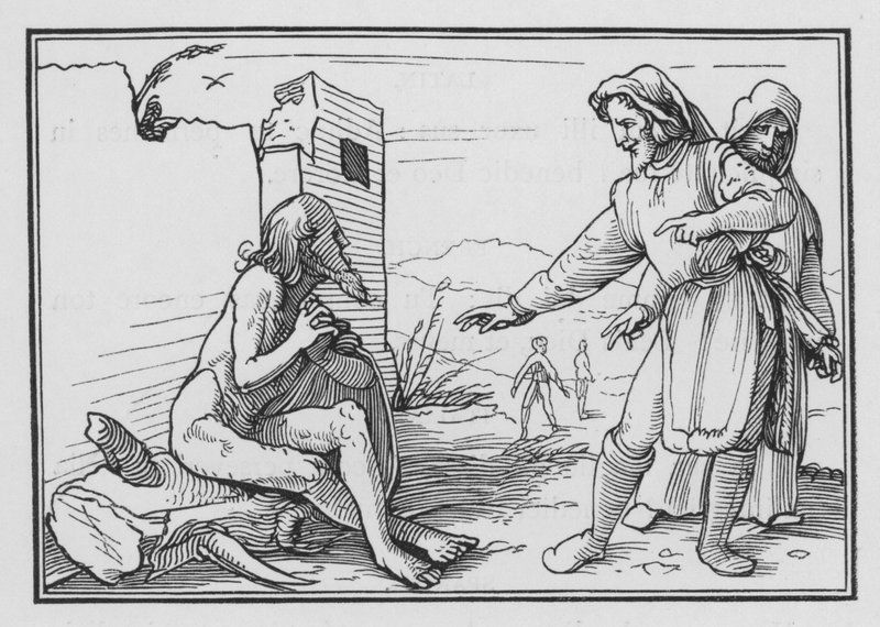 Elifas tillrättavisar Job för att han rättfärdigade sig själv, Job XV, 1, 2 av Hans after Holbein the Younger