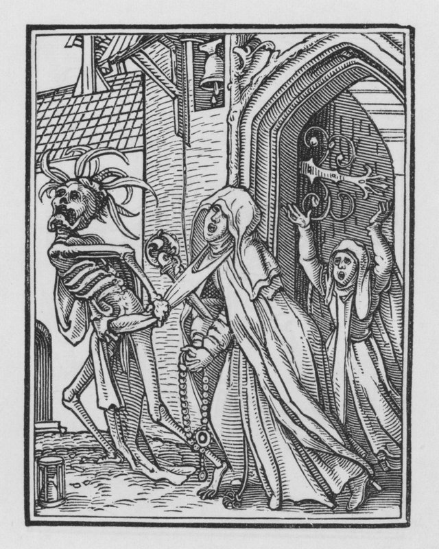 Holbeins Dödsdans: Abbedissan av Hans after Holbein the Younger