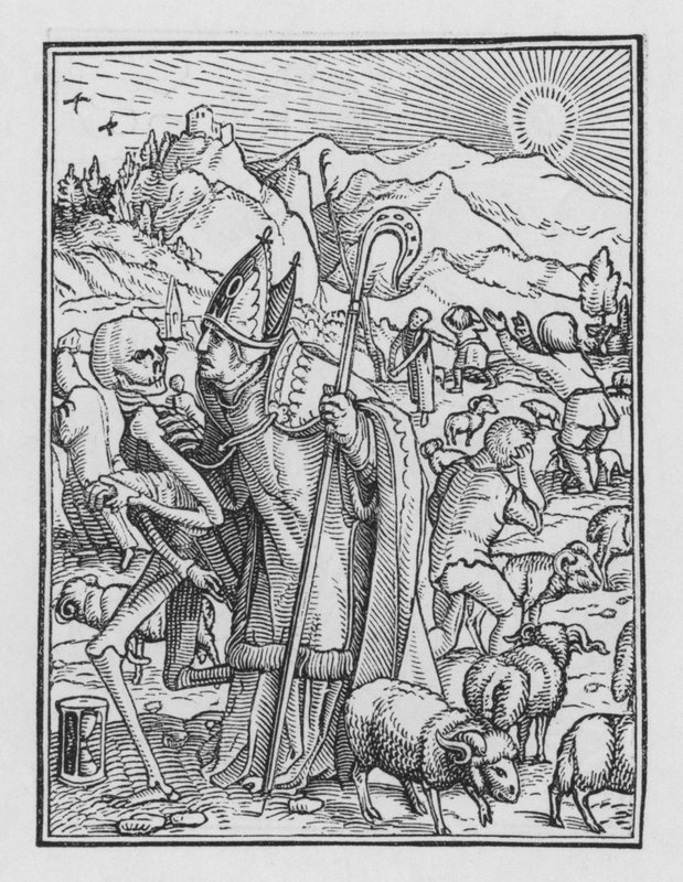 Holbeins Dödsdans: Biskopen av Hans after Holbein the Younger