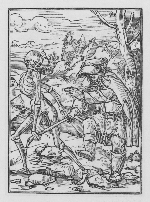 Holbeins Dödsdans: Den blinde mannen av Hans after Holbein the Younger