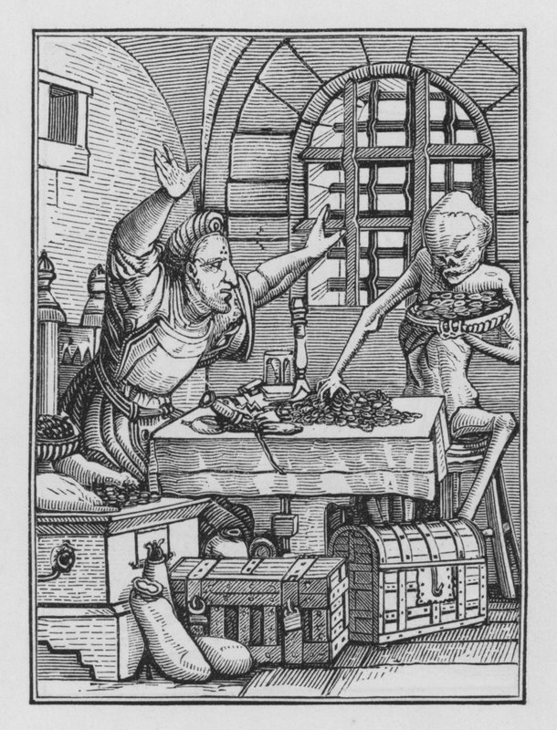 Holbeins Dödsdans: The Miser av Hans after Holbein the Younger