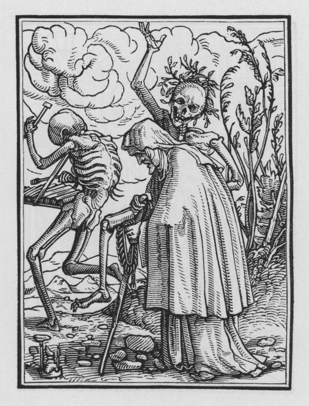 Holbeins Dödsdans: Den gamla kvinnan av Hans after Holbein the Younger