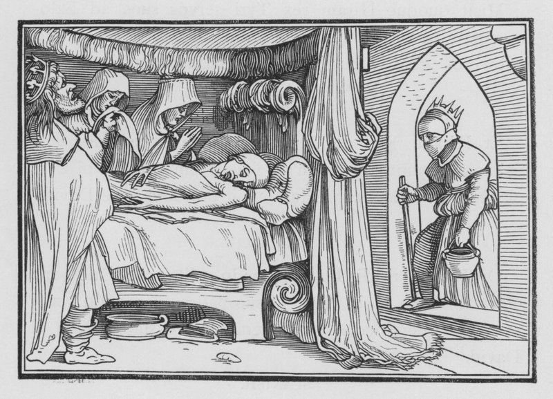 Jerobeam sänder sin hustru i förklädd för att fråga profeten Ahia, 1 Kunga XIV, 12 av Hans after Holbein the Younger