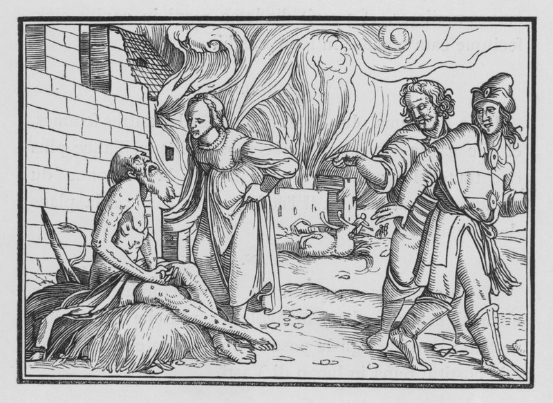 Job tillrättavisar sin hustru, Job II, 9 av Hans after Holbein the Younger