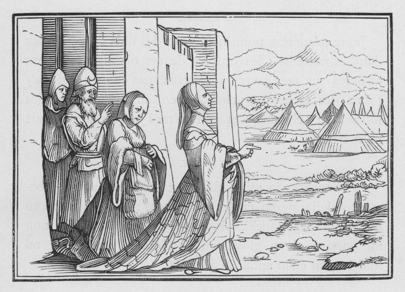 Judith och hennes piga går ut till det assyriska lägret, Judith X, 6 av Hans after Holbein the Younger