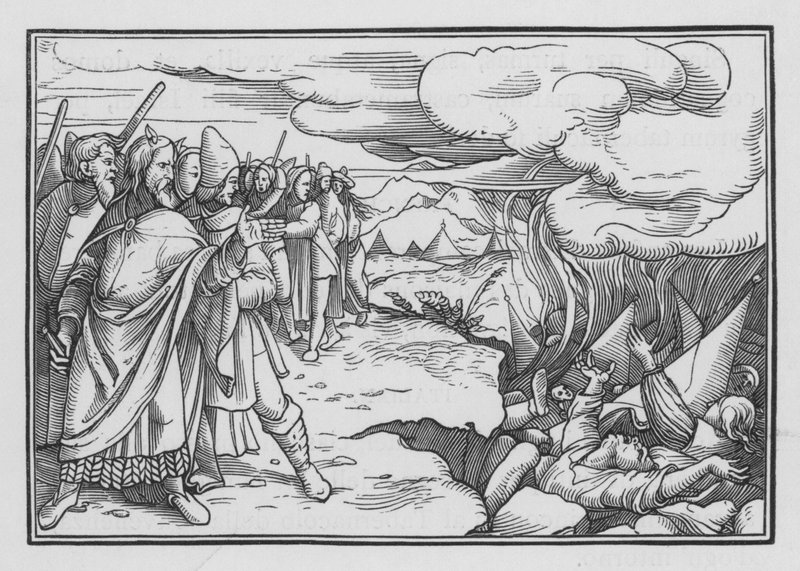 Korahs, Datans och Abirams uppror, 4 Mosebok XVI, 33 av Hans after Holbein the Younger