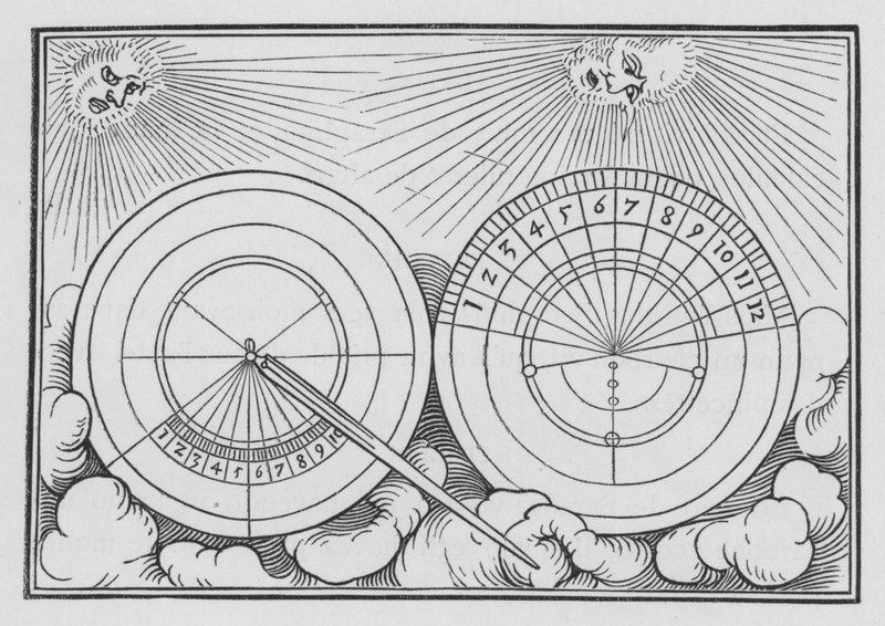 Solarnas återkomst skugga tio grader på urtavlan av Ahaz, Jesaja XXXVIII, 8 av Hans after Holbein the Younger