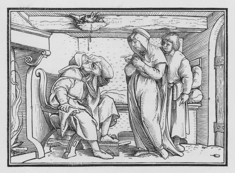Tobit blir blind, Tobit II, 10 av Hans after Holbein the Younger