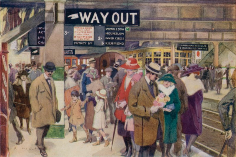 Charing Cross, knutpunkten för Londons järnvägstrafik i underjorden. av Harold Robert Millar