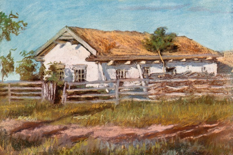 Ett Doukhobor-hus, nära Veregin av Harold Copping