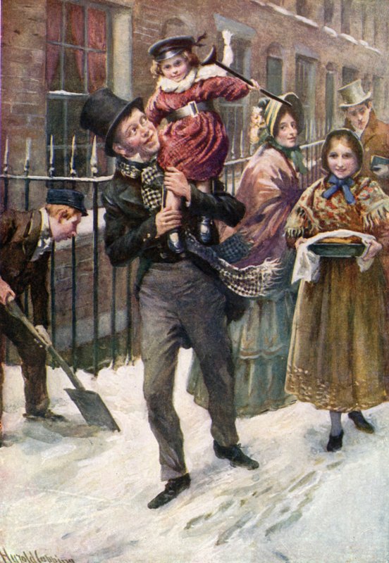 Bob Cratchit och Tiny Tim av Harold Copping