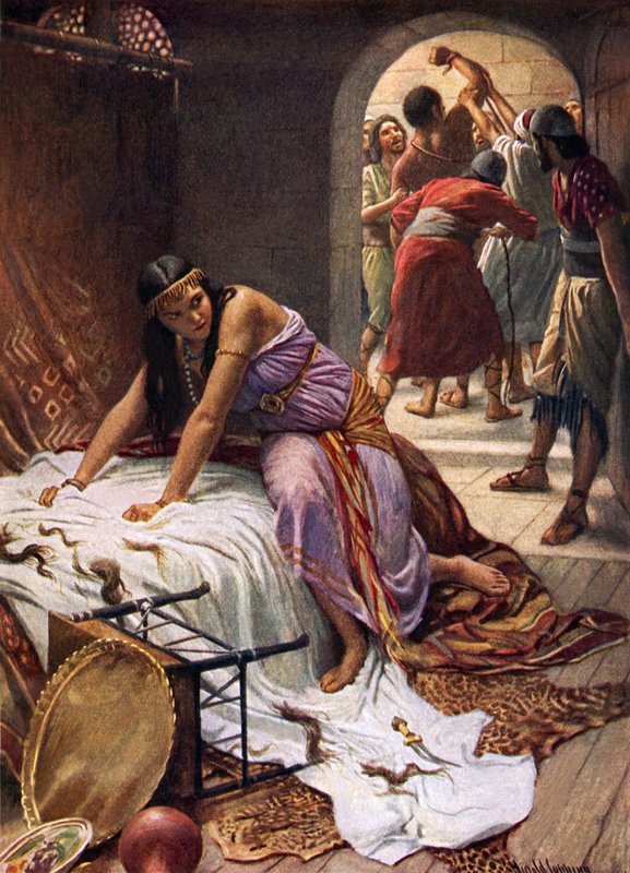 Delilah (färg litho) av Harold Copping