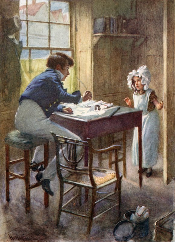 Dick Swiveler möter Marchioness (färg litho) av Harold Copping