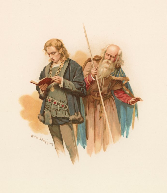 Hamletläsning, med Polonius bakom av Harold Copping
