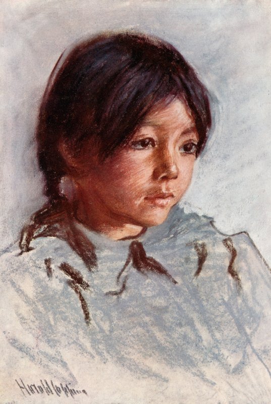 Chef för Indian Child, Blackfoot Reservation, Alberta av Harold Copping