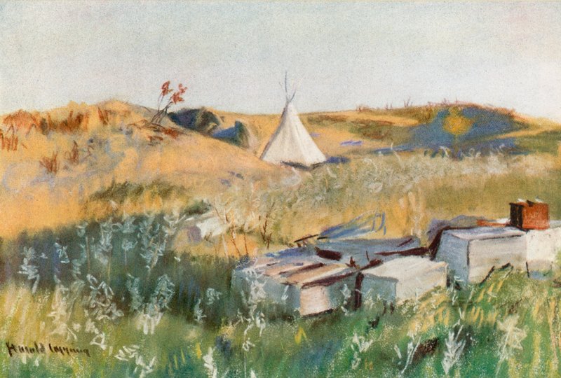 Indisk begravningsplats, Blackfoot Reservation, Alberta av Harold Copping